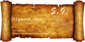 Sigmond Igor névjegykártya