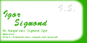igor sigmond business card